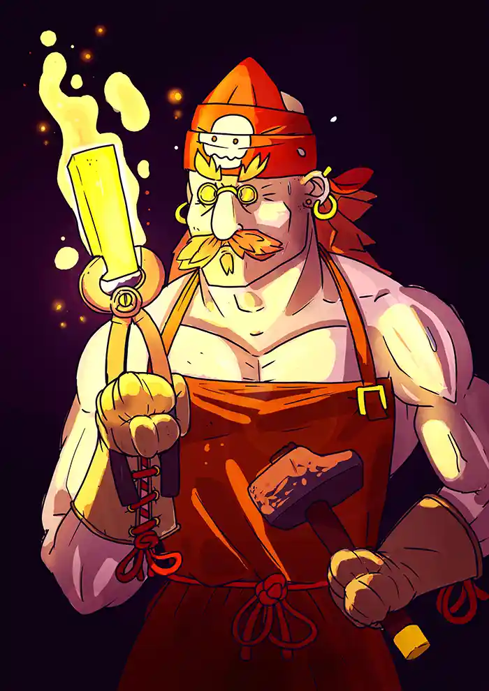 Forgeron - Croquis préparatoire par Florian Leux (Toyso) - Processus de création