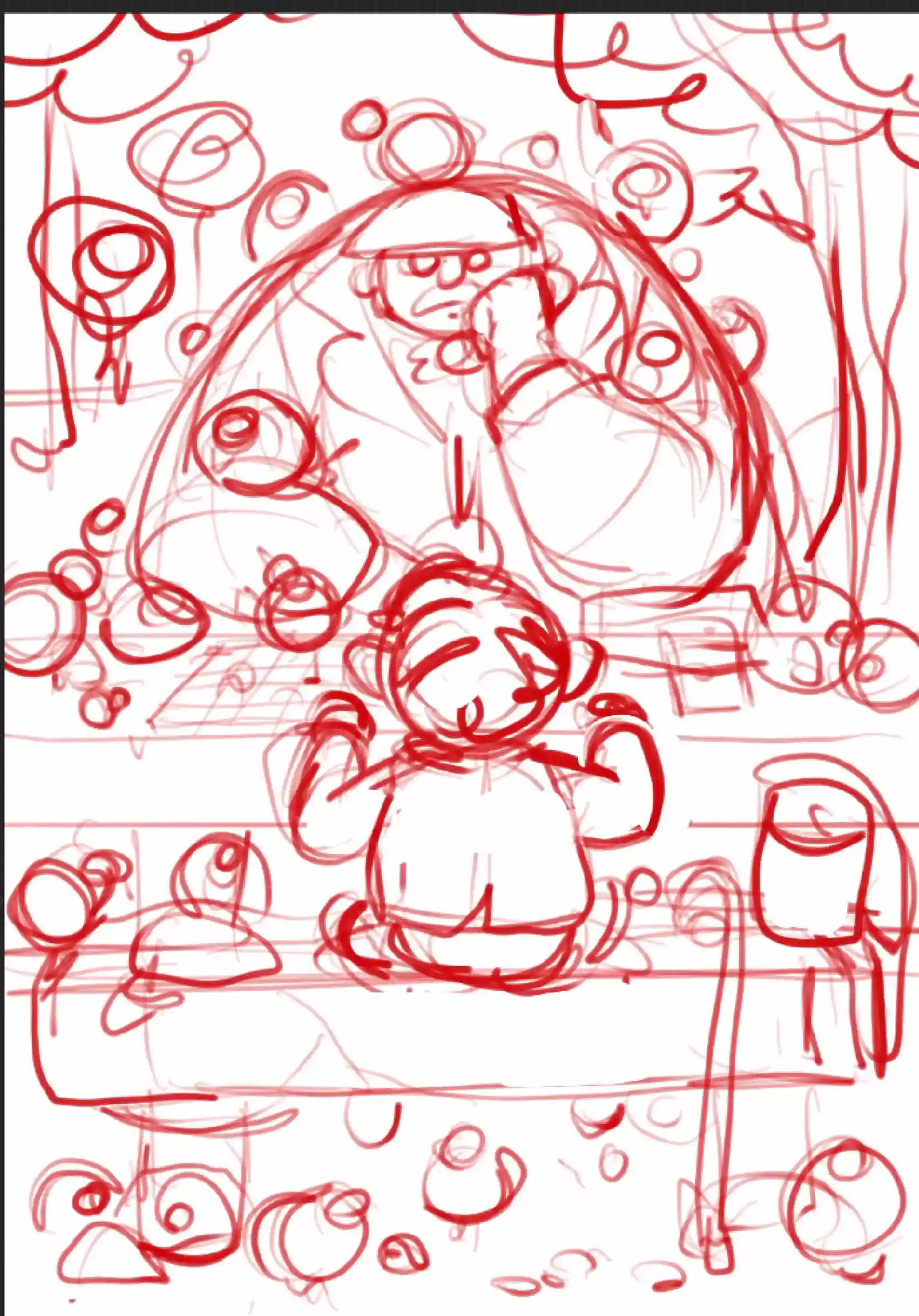 Chess mates - Croquis préparatoire par Florian Leux (Toyso) - Processus de création