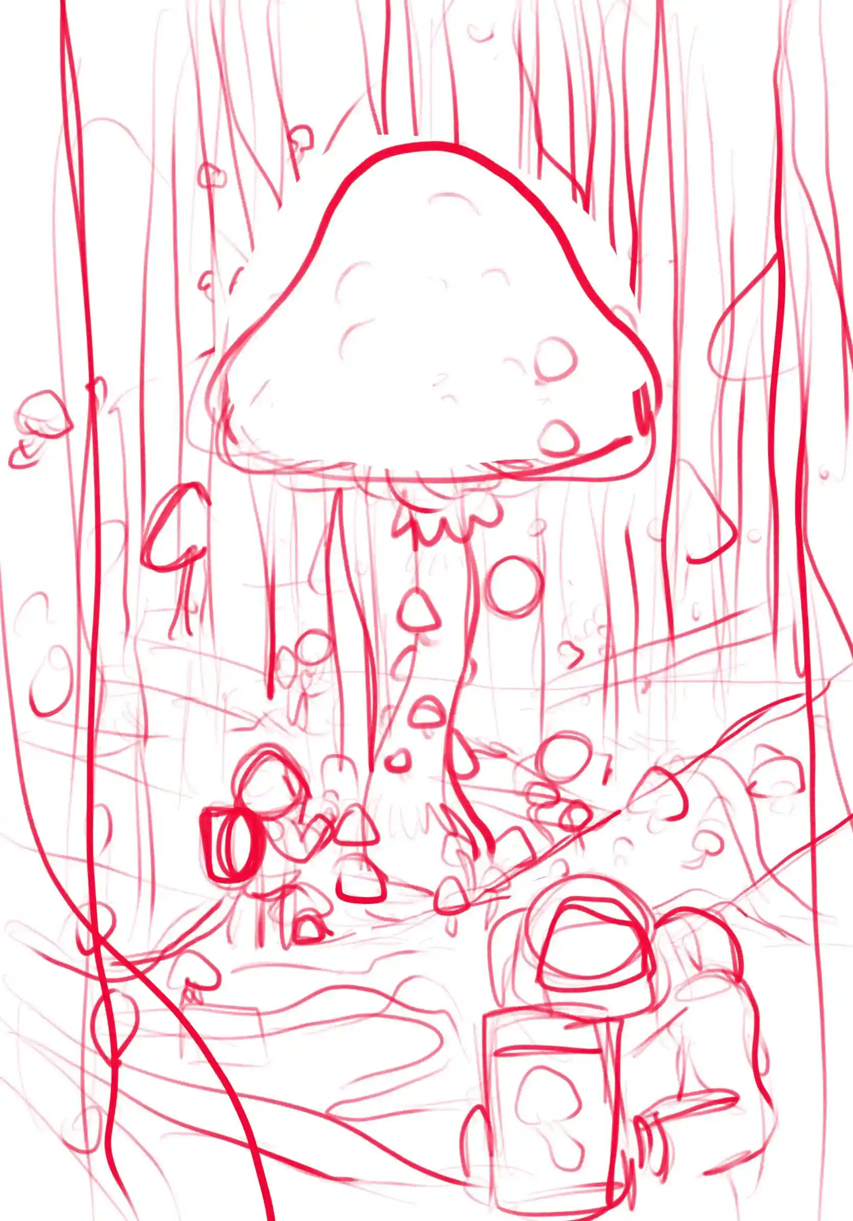 Mushroom - Croquis préparatoire par Florian Leux (Toyso) - Processus de création