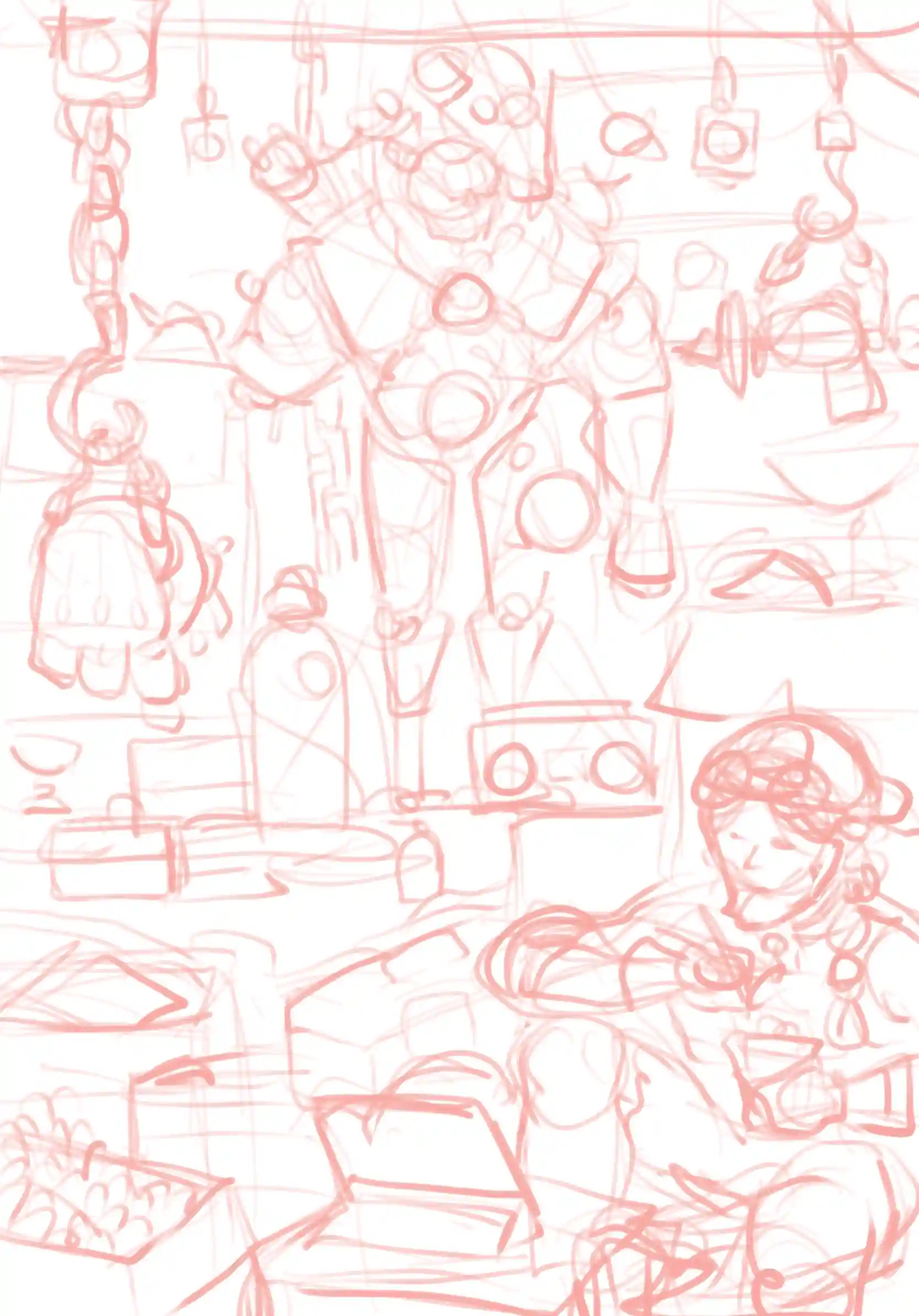 Night Shift - Croquis préparatoire par Florian Leux (Toyso) - Processus de création