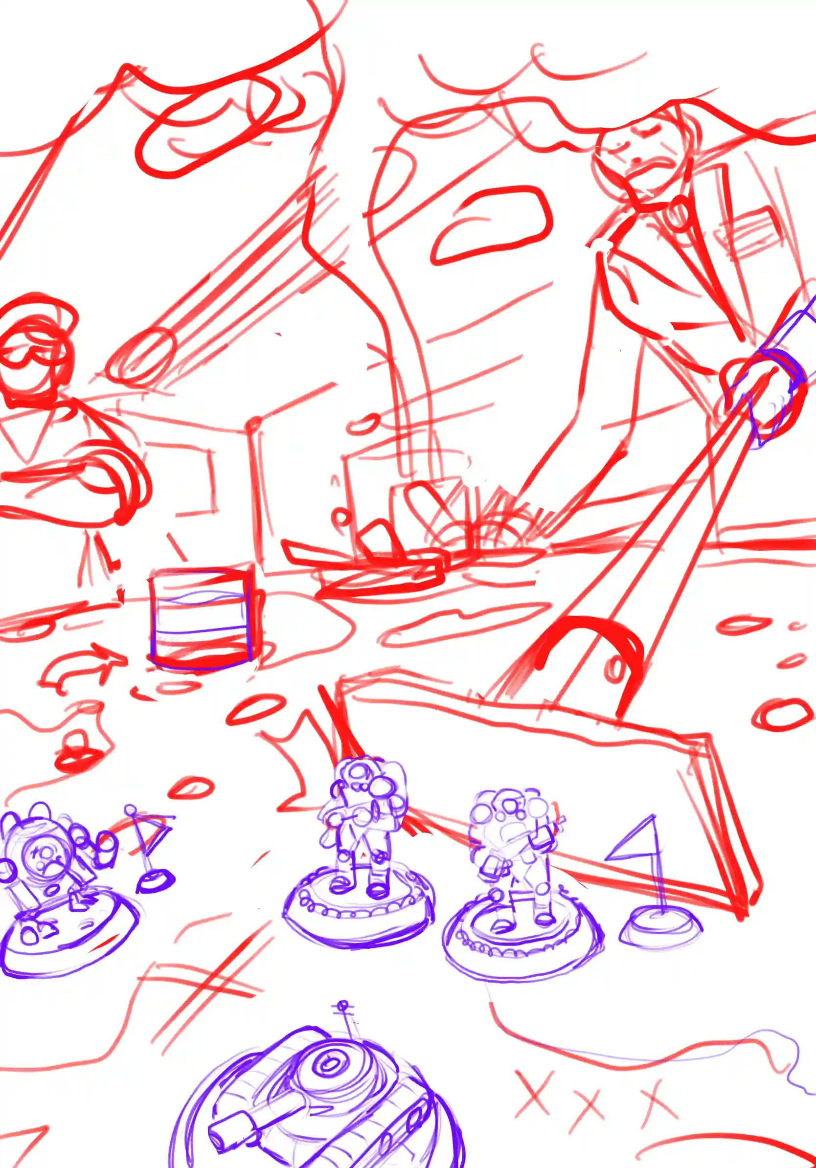 Situation room - Croquis préparatoire par Florian Leux (Toyso) - Processus de création