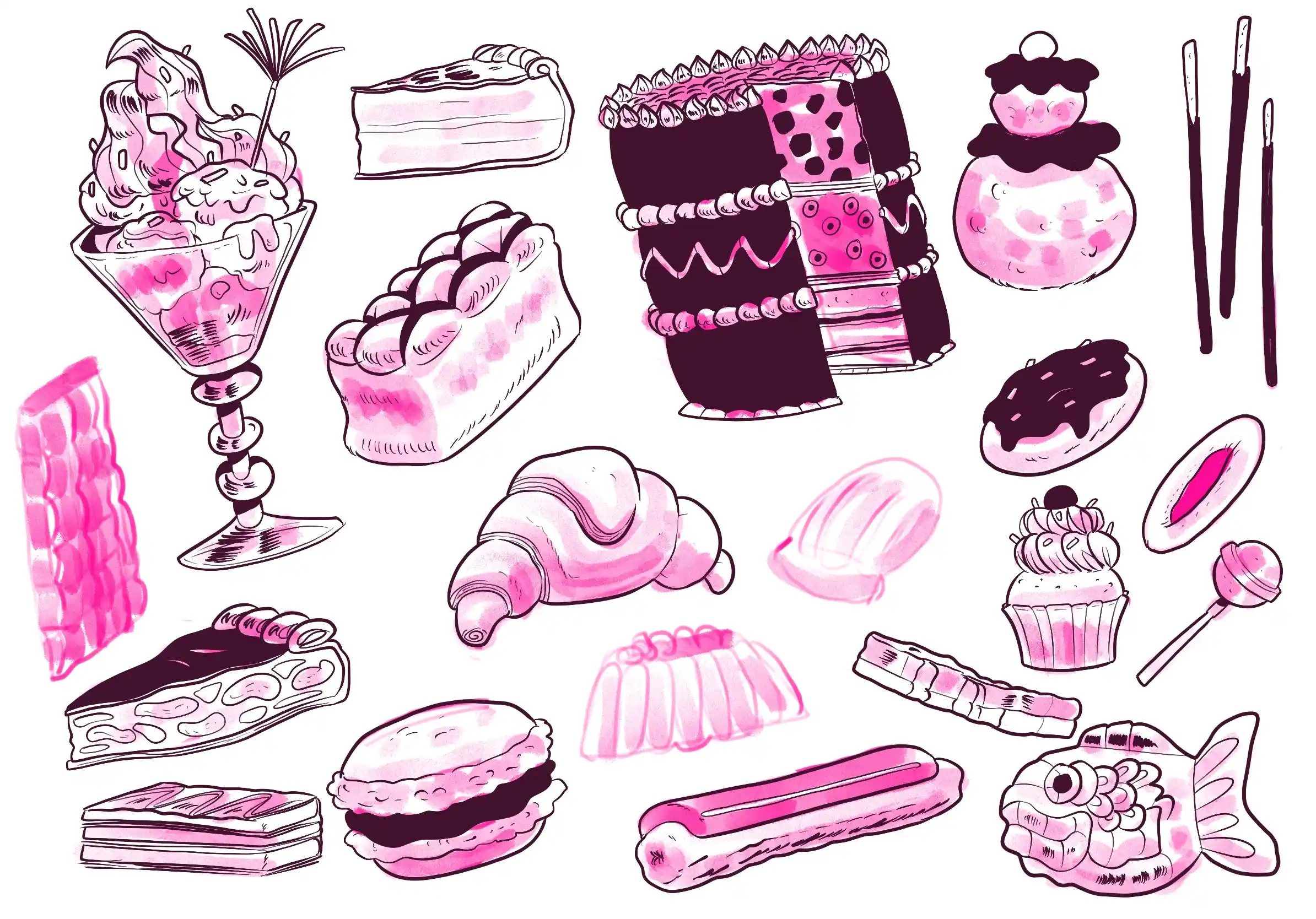 des desserts - Illustration par Florian Leux (Toyso)