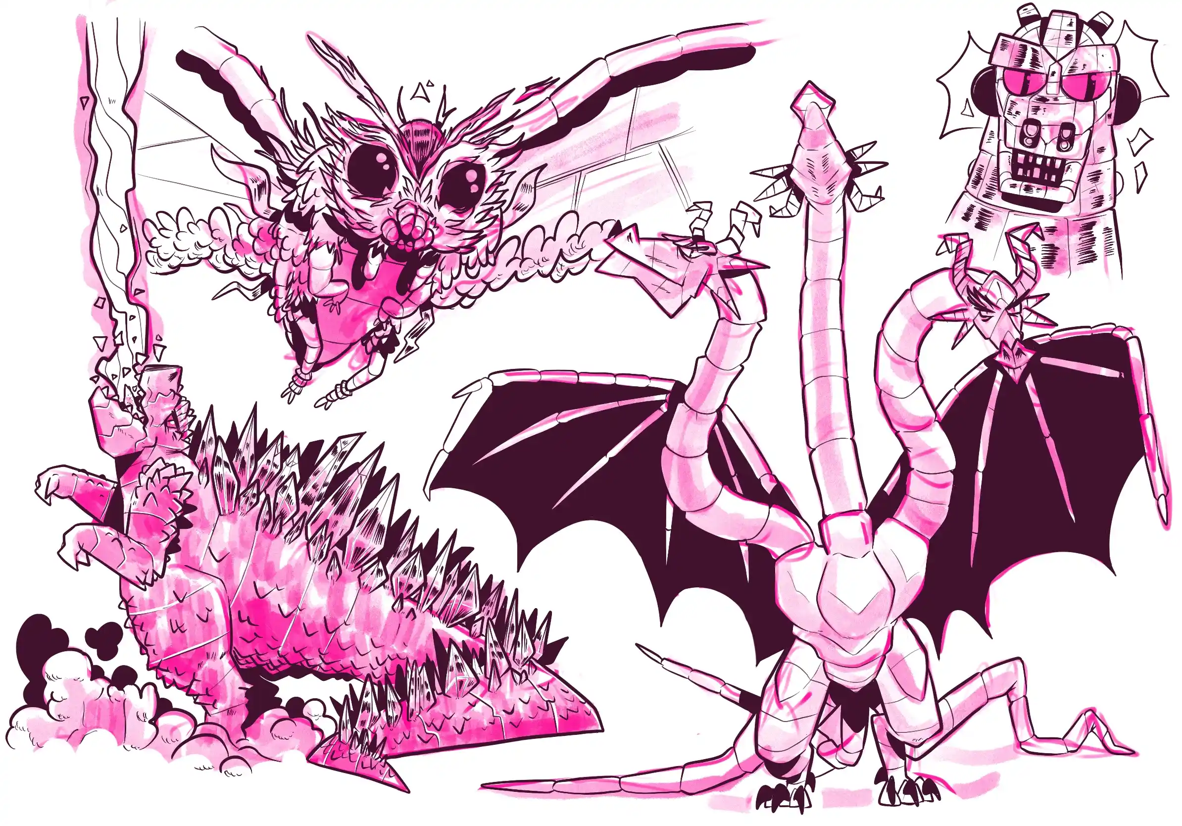 des kaijus - Illustration par Florian Leux (Toyso)