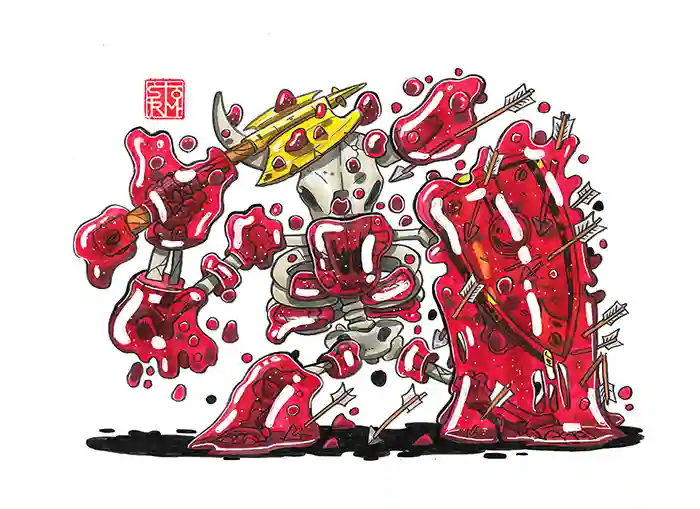 Red jeleton - Dessin traditionnel aux feutres à alcool par Florian Leux (Toyso) - Portfolio illustrateur Bordeaux