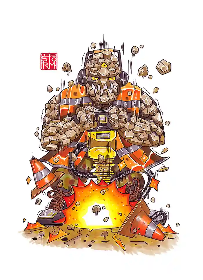 Worker - Dessin traditionnel aux feutres à alcool par Florian Leux (Toyso) - Portfolio illustrateur Bordeaux